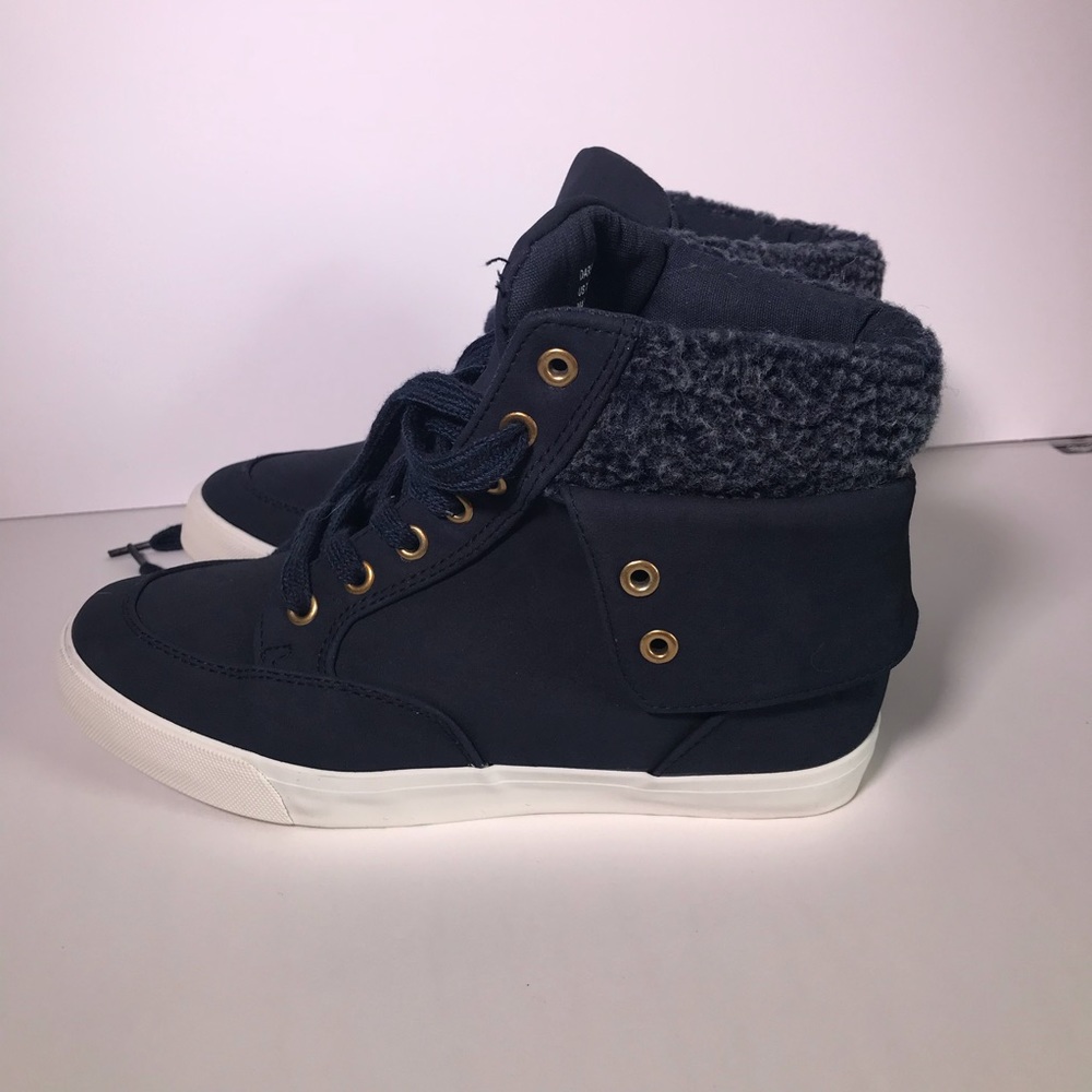 Navy blue canvas sneakers